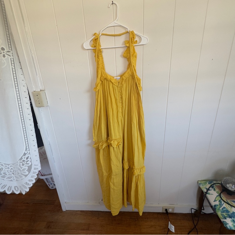 Apiece Apart Lypie Ruffle Tank Yellow Maxi Dress 6 - Picture 3 of 9